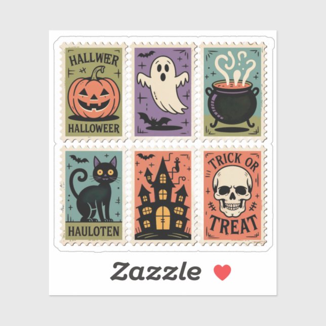Vintage Halloween Spooky Stamps Sticker Sheet (Sheet)