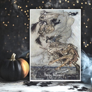 Vintage Halloween Spooky Witch Arthur Rackham Card