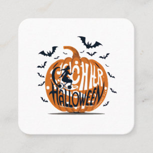 Vintage halloween square business card