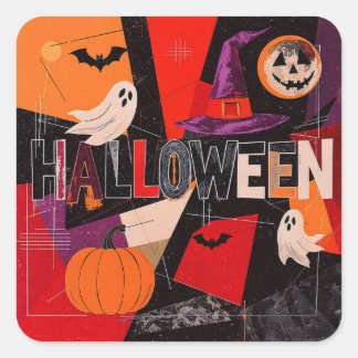 Vintage Halloween Square Sticker