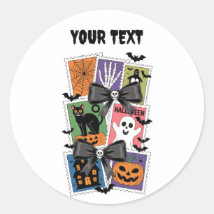 Vintage Halloween Stamps — Spooky Retro Vibes Classic Round Sticker