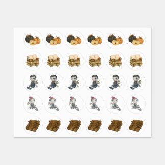 Vintage Halloween Stickers – Pumpkin, Spooky Dolls