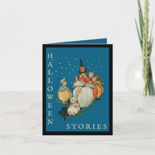 Vintage Halloween Storytime Little Witch Black Cat Invitation