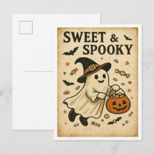 Vintage Halloween Sweet & Spooky Postcard