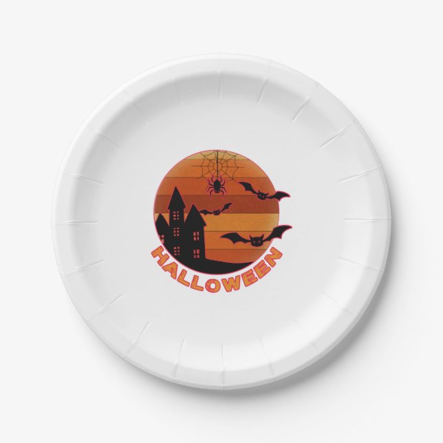 Vintage Halloween T-Shirts Paper Plate (Front)