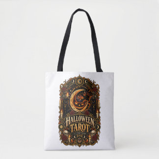 Vintage Halloween Tarot Mystical Moon & Black Cat Tote Bag