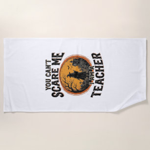 Vintage Halloween Teacher Scary School Shirt Desig Beach Towel