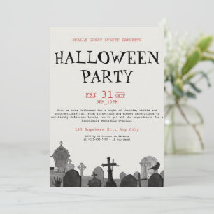 Vintage Halloween Terror Party, Editable Halloween Invitation