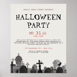 Vintage Halloween Terror Party, Editable Halloween Poster