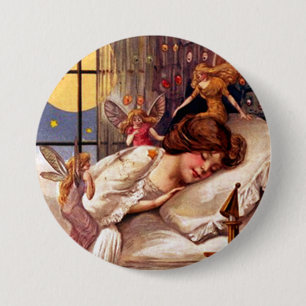 Vintage Halloween Time Faeries and Sleeping Girl 7.5 Cm Round Badge
