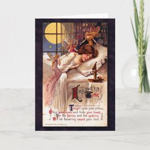 Vintage Halloween Time Faeries Sleeping Girl Card
