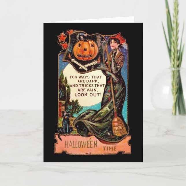 Vintage Hallowe'en Time Halloween Greeting Card (Front)