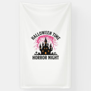Vintage Halloween Time Horror Night Haunted Castle Banner