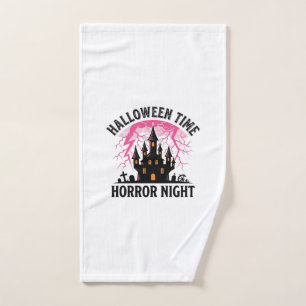 Vintage Halloween Time Horror Night Haunted Castle Hand Towel