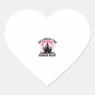 Vintage Halloween Time Horror Night Haunted Castle Heart Sticker