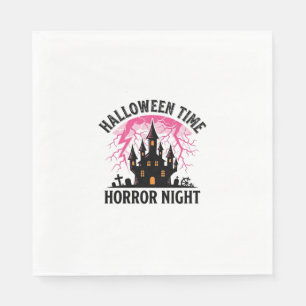 Vintage Halloween Time Horror Night Haunted Castle Napkin