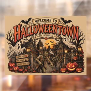 Vintage Halloween Town Est 31 October Window Cling