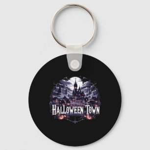 Vintage Halloween Town Skeleton Ghost Pumpkin Hall Key Ring