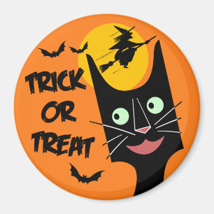 Vintage Halloween - Trick or Treat Black Cat Magnet