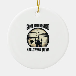 Vintage Halloween Trivia Ghost Moon Shirt Design_1 Ceramic Tree Decoration