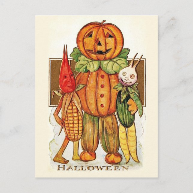 Vintage Halloween Vegetables  Postcard (Front)