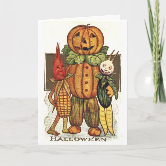 Vintage Halloween Veggies Card (Front)