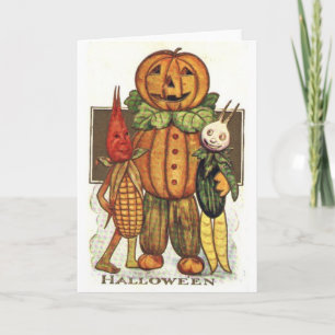 Vintage Halloween Veggies Card