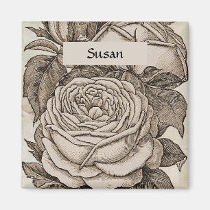 Vintage Halloween Victorian Gothic Rose in Sepia Magnet