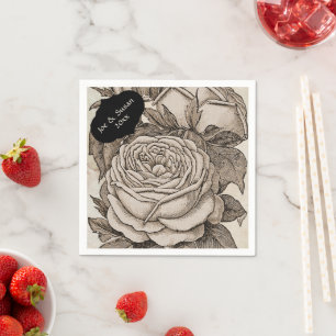 Vintage Halloween Victorian Gothic Rose in Sepia Napkin