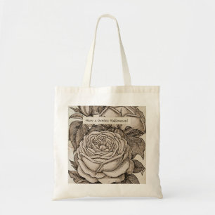 Vintage Halloween Victorian Gothic Rose in Sepia Tote Bag