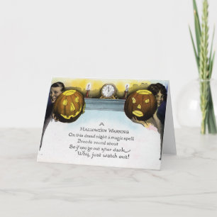 Vintage Halloween Warning Greeting/Note Card
