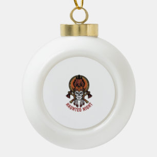 Vintage Halloween Warrior Engraving Graphic for Wh Ceramic Ball Christmas Ornament