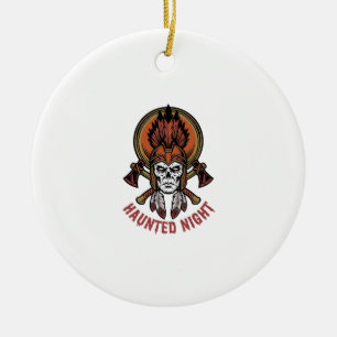 Vintage Halloween Warrior Engraving Graphic for Wh Ceramic Tree Decoration