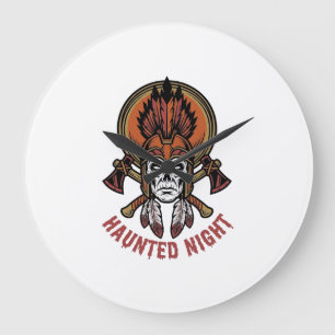 Vintage Halloween Warrior Engraving Graphic for Wh Large Clock