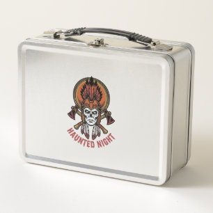 Vintage Halloween Warrior Engraving Graphic for Wh Metal Lunch Box