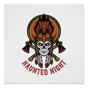 Vintage Halloween Warrior Engraving Graphic for Wh Poster