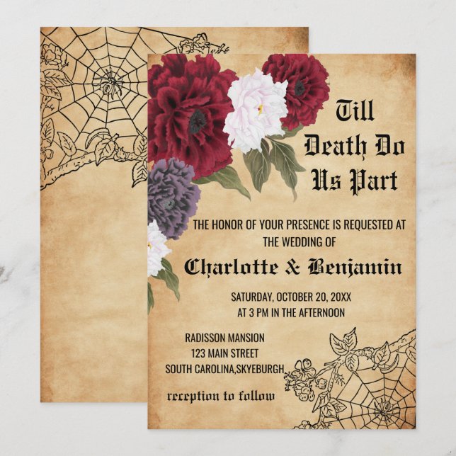 Vintage Halloween Wedding  Invitation (Front/Back)