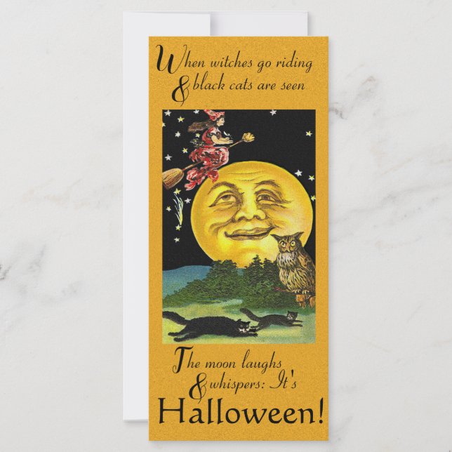 Vintage Halloween When Witches go Riding Card (Front)