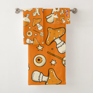 Vintage Halloween Whimsical Cute Ghost  Bath Towel Set