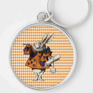 Vintage Halloween White Rabbit Alice In Wonderland Key Ring