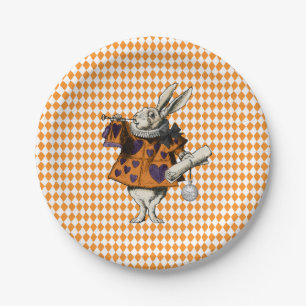 Vintage Halloween White Rabbit Alice In Wonderland Paper Plate