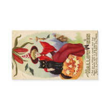 Vintage Halloween Witch and Black Cat