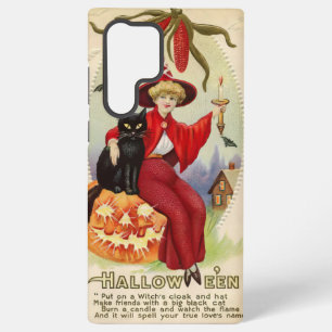 Vintage Halloween Witch and Black Cat Samsung Galaxy Case