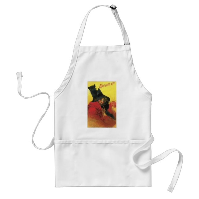 Vintage Halloween Witch and Cat Standard Apron (Front)