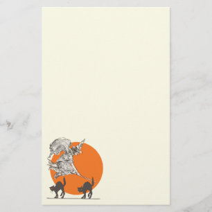 Vintage Halloween Witch and Cats Stationery