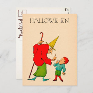 Vintage Halloween Witch and Child Postcard