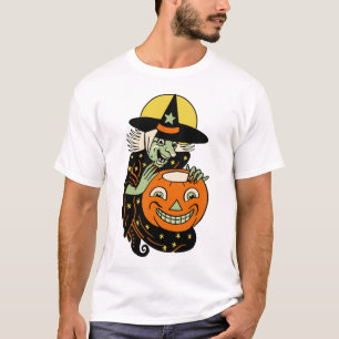 Vintage Halloween Witch and Jack O'Lantern Shirt