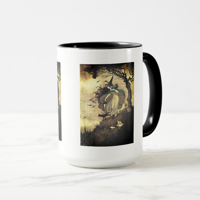 Vintage Halloween Witch Beverage Mug (Front Right)