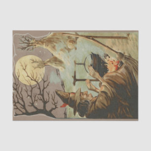 Vintage Halloween Witch Brew in Cauldron Tissue Paper