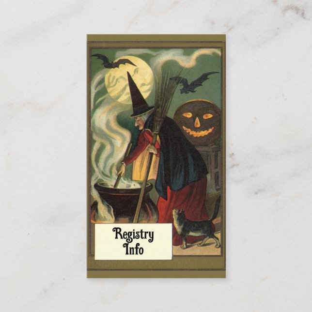 Vintage Halloween Witch Bridal Shower Party Enclosure Card (Front)
